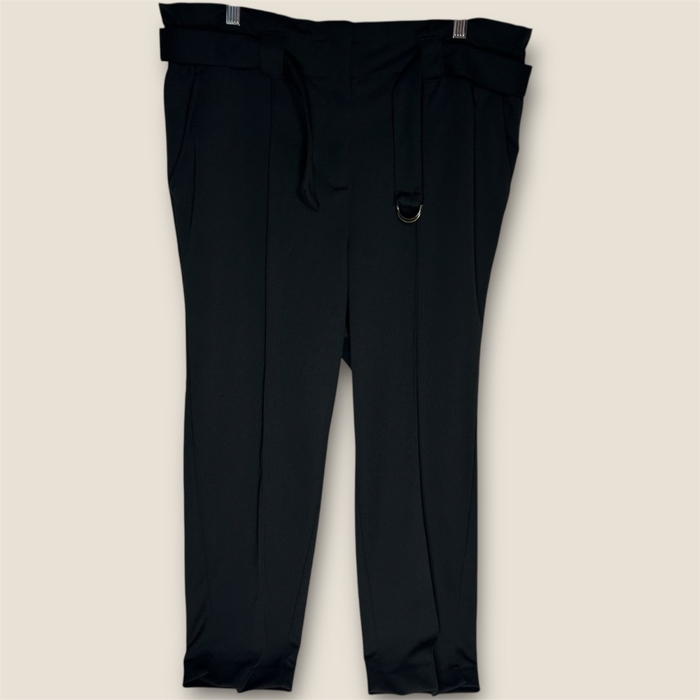 Penningtons Black Tapered-Leg Pants w/ Paper Bag Waist Trousers - Size XP